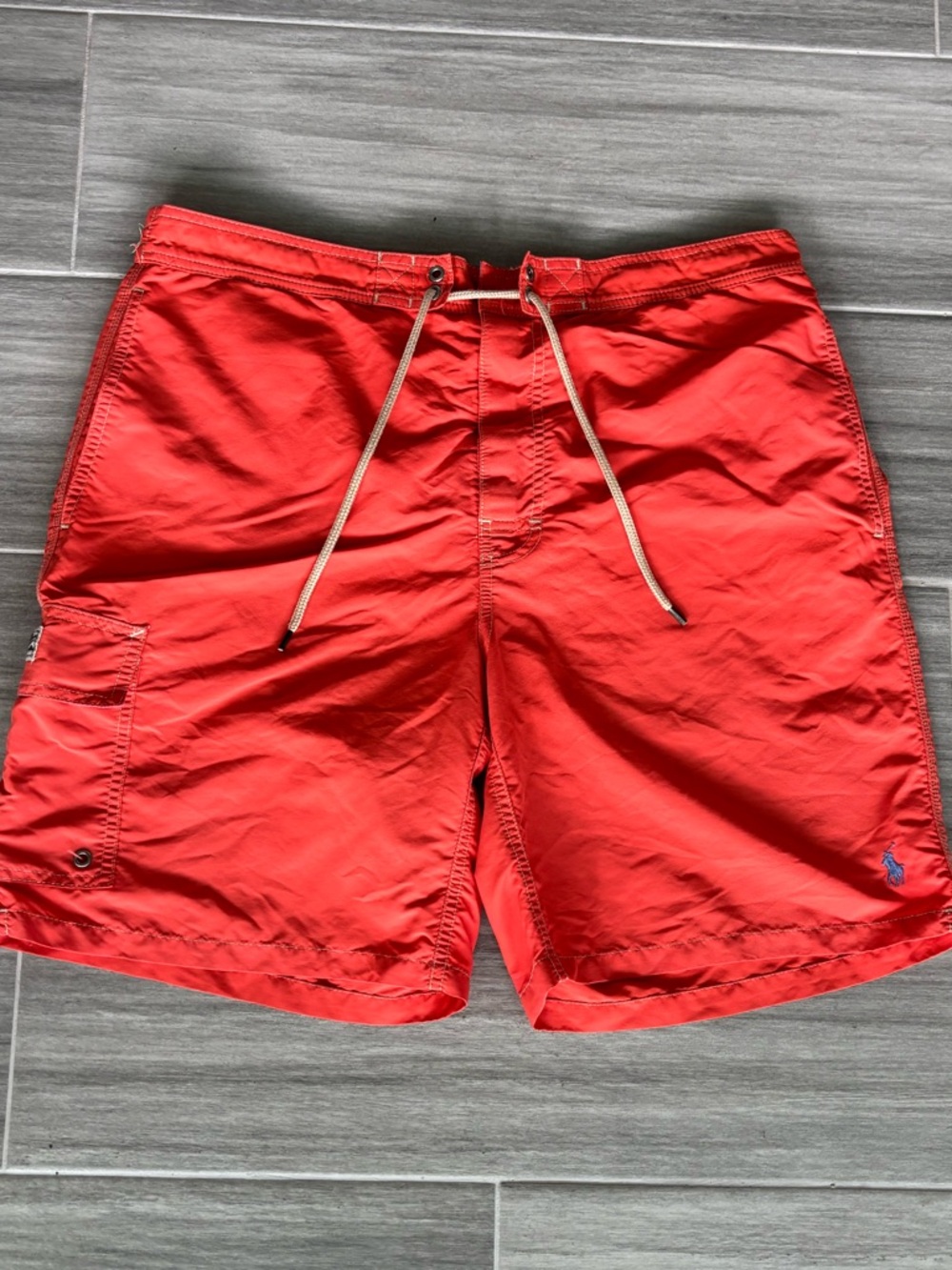 POLO Ralph Lauren Swim Trunks Men’s XL Peach Tie Closure Side Pocket Horse Logo